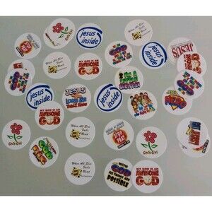 1" Card Stock Craft Circles Spiritual Faith Theme Bottle Caps 32 Count New #2